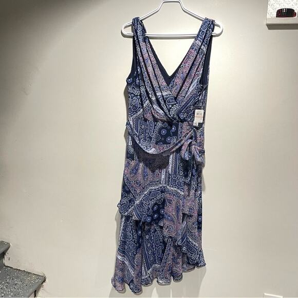 Tommy Hilfiger - Elegant Blue Paisley Wrap Dress New with Tag - Picture 2 of 8